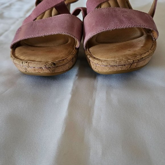 BORN Women's HYURO Strappy Cork Wedge Sandals, Pink Size 11M - Picture 8 of 11